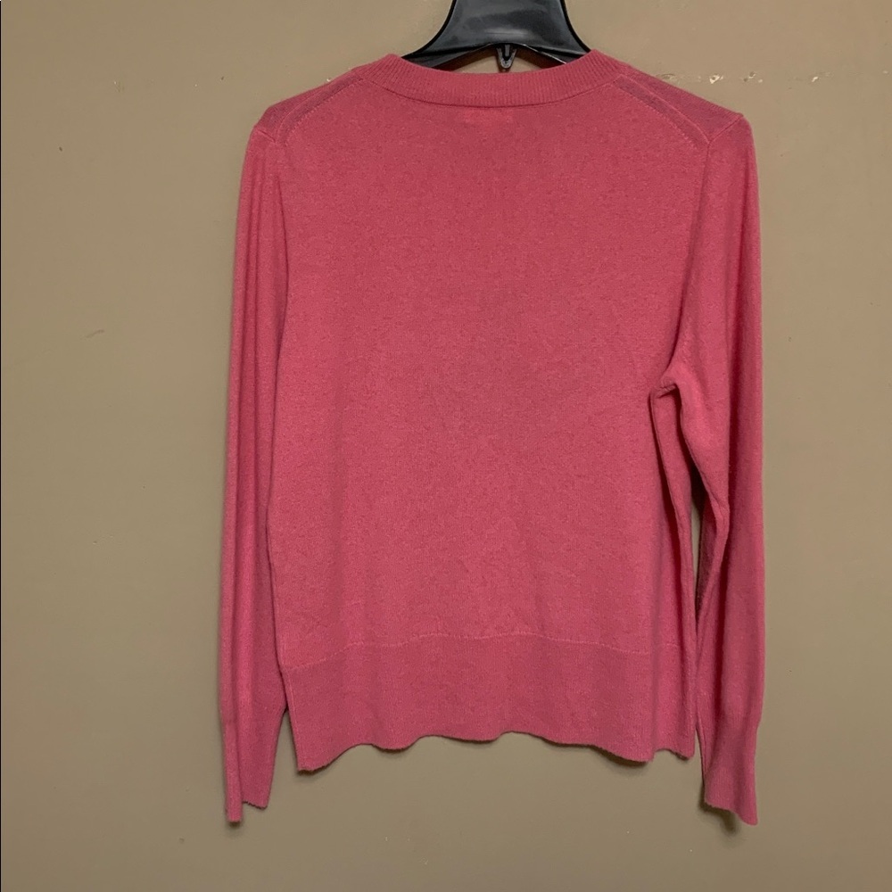 J.Crew Women Classic-Fit Pink Medium Cashmere Floral Peace Embroidery Sweater - Picture 2 of 12
